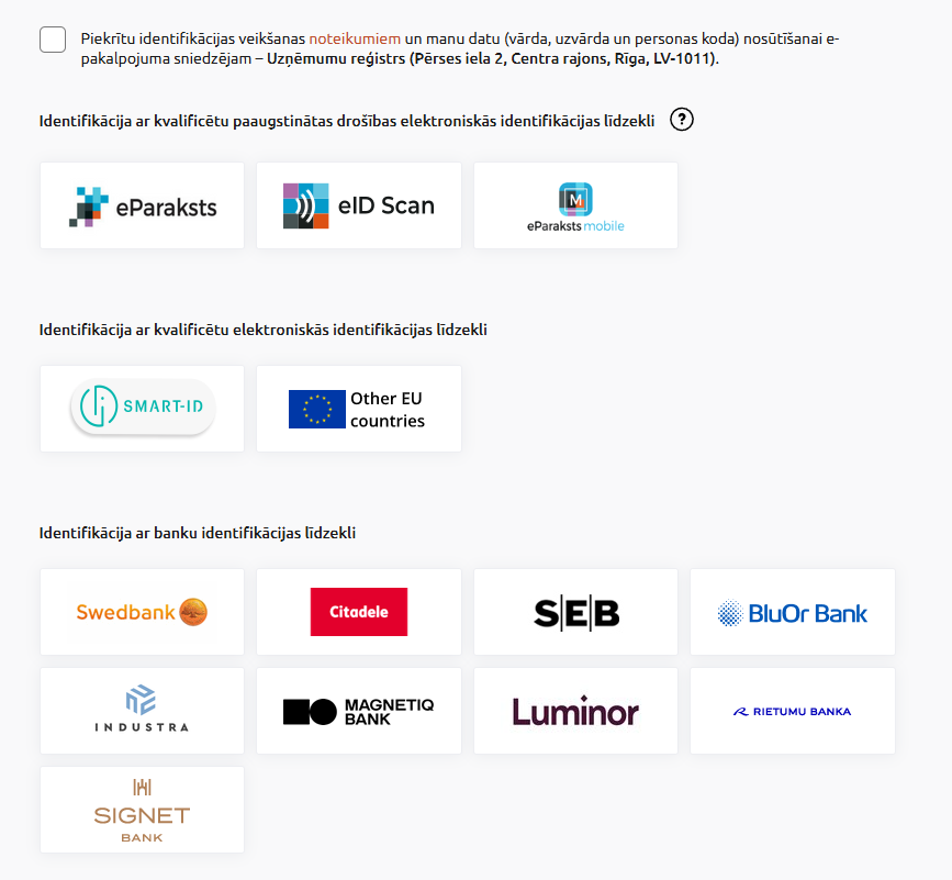 Informācija par iespējamajiem attentifikācijas veidiem