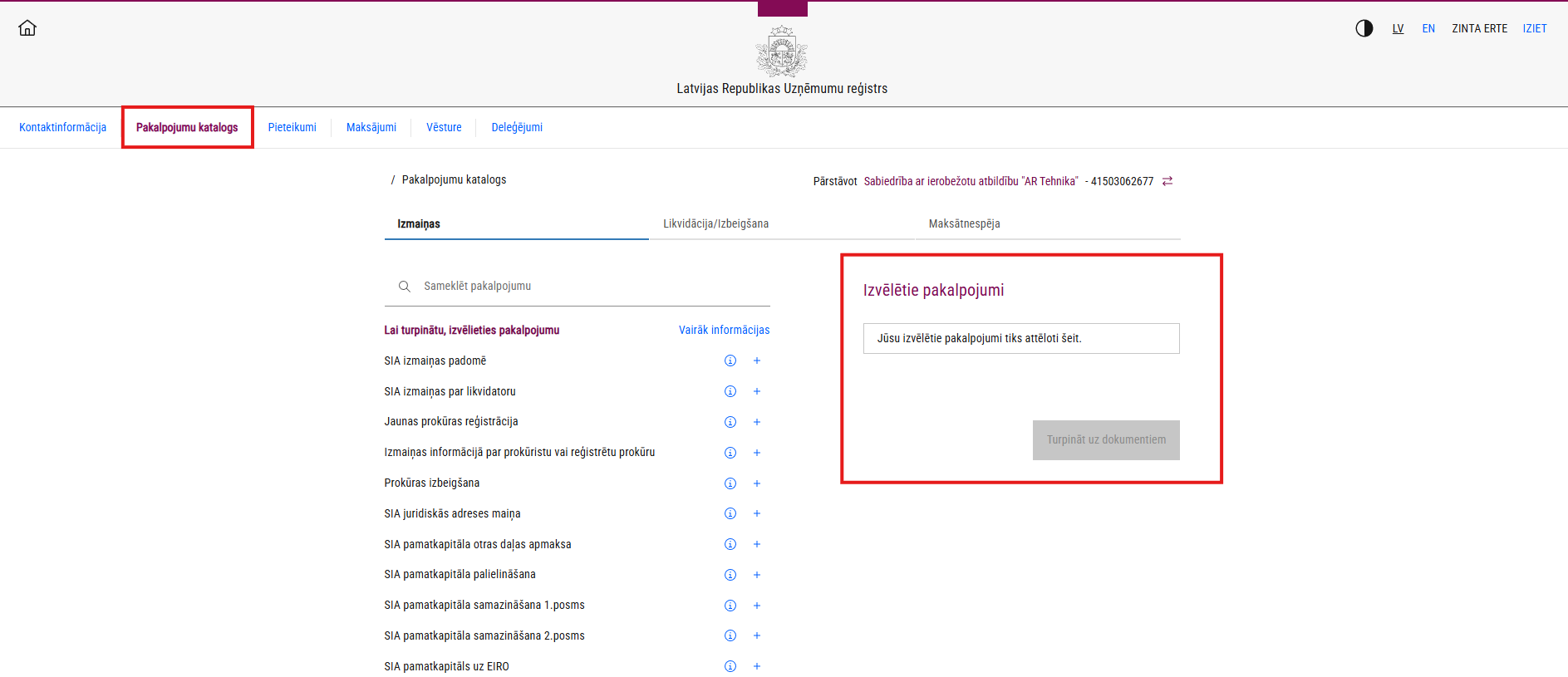 Tukšs pakalpojuma grozs